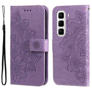 For Infinix Hot 50 Pro+ 4G Seven-petal Flowers Embossing Leather Phone Case(Light Purple)