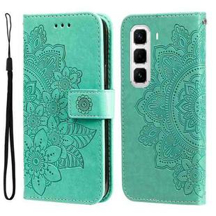 For Infinix Hot 50 Pro+ 4G Seven-petal Flowers Embossing Leather Phone Case(Green)