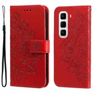 For Infinix Hot 50 Pro+ 4G Seven-petal Flowers Embossing Leather Phone Case(Red)