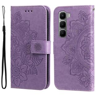 For Infinix Hot 60 4G / Hot 60i 4G Seven-petal Flowers Embossing Leather Phone Case(Light Purple)
