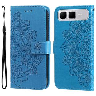 For Infinix Smart 10 Plus 4G Seven-petal Flowers Embossing Leather Phone Case(Blue)