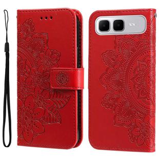 For Infinix Smart 10 Plus 4G Seven-petal Flowers Embossing Leather Phone Case(Red)