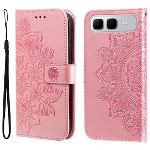 For Infinix Smart 10 Plus 4G Seven-petal Flowers Embossing Leather Phone Case(Rose Gold)