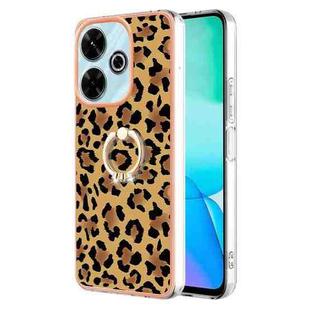 For Redmi 13 4G Electroplating Dual-side IMD Phone Case with Ring Holder(Leopard Print)