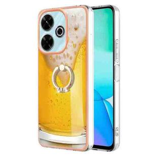 For Redmi 13 4G Electroplating Dual-side IMD Phone Case with Ring Holder(Draft Beer)