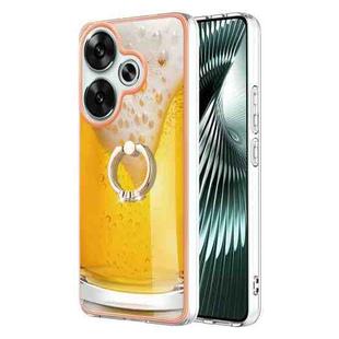 For Xiaomi Poco F6 5G Electroplating Dual-side IMD Phone Case with Ring Holder(Draft Beer)