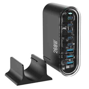 268W GaN 5 Type-C 3 USB Multi Ports Sharing Desktop Charger, Plug:US Plug(Black)