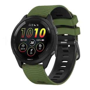 22mm Universal Curved Two Color Silicone Watch Band(Army Green Black)