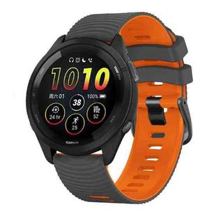 22mm Universal Curved Two Color Silicone Watch Band(Grey Orange)