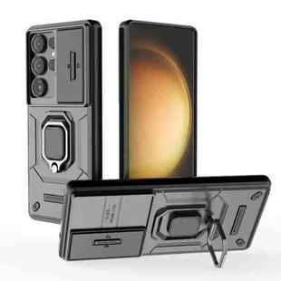 For Samsung Galaxy S25 Ultra 5G Sliding Camshield TPU + PC Shockproof Phone Case with Holder(Black)