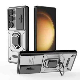 For Samsung Galaxy S25 Ultra 5G Sliding Camshield TPU + PC Shockproof Phone Case with Holder(Grey)