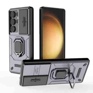 For Samsung Galaxy S25 Ultra 5G Sliding Camshield TPU + PC Shockproof Phone Case with Holder(Purple)