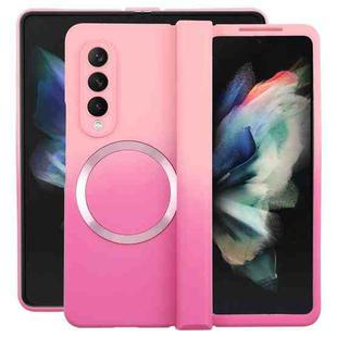 For Samsung Galaxy Z Fold4 Liquid PC Gradient MagSafe Phone Case(Pink Red)