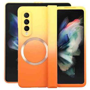 For Samsung Galaxy Z Fold3 Liquid PC Gradient MagSafe Phone Case(Yellow Orange)