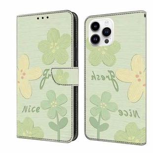 For iPhone 16 Pro Max Fresh Painted Leather Phone Case(Fresh Flowers)