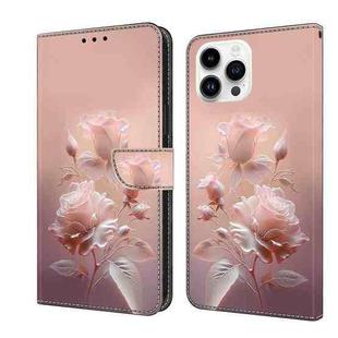 For iPhone 16 Pro Max Fresh Painted Leather Phone Case(Ceramic Flowers)