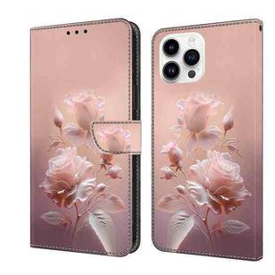 For iPhone 16 Pro Fresh Painted Leather Phone Case(Ceramic Flowers)