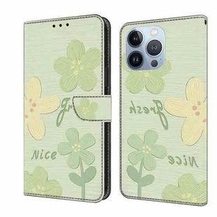 For iPhone 15 Pro Max Fresh Painted Leather Phone Case(Fresh Flowers)