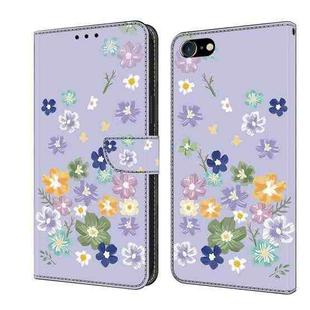 For iPhone 7 / 8 / SE 2022 Fresh Painted Leather Phone Case(Purple Floral)