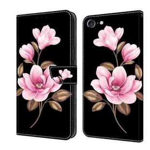 For iPhone 7 / 8 / SE 2022 Fresh Painted Leather Phone Case(Black Flowers)