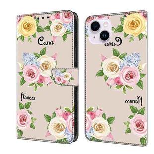 For iPhone 13 mini Fresh Painted Leather Phone Case(Colored Flowers)