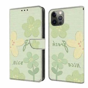 For iPhone 12 / 12 Pro Fresh Painted Leather Phone Case(Fresh Flowers)