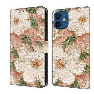 For iPhone 12 mini Fresh Painted Leather Phone Case(Sunflower)