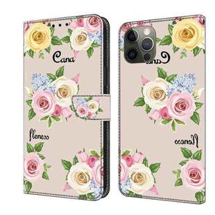 For iPhone 11 Pro Max Fresh Painted Leather Phone Case(Colored Flowers)