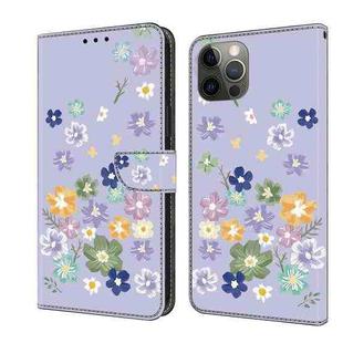 For iPhone 11 Pro Fresh Painted Leather Phone Case(Purple Floral)