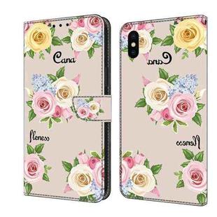 For iPhone X / XS Fresh Painted Leather Phone Case(Colored Flowers)