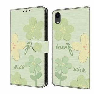 For iPhone XR Fresh Painted Leather Phone Case(Fresh Flowers)