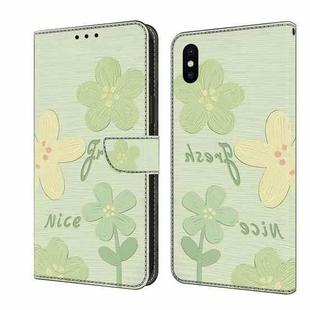 For iPhone XS Max Fresh Painted Leather Phone Case(Fresh Flowers)