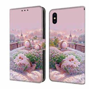 For iPhone XS Max Fresh Painted Leather Phone Case(Garden)