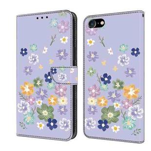 For iPhone 7 Plus / 8 Plus Fresh Painted Leather Phone Case(Purple Floral)