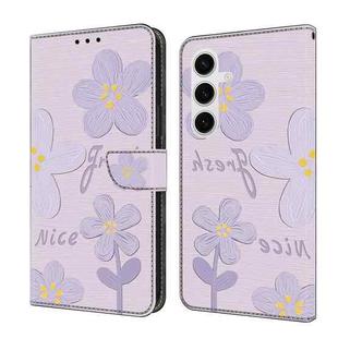 For Samsung Galaxy S24+ 5G Fresh Painted Leather Phone Case(Small Lilac Flowers)