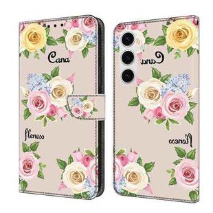 For Samsung Galaxy S24 FE 5G Fresh Painted Leather Phone Case(Colored Flowers)
