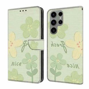 For Samsung Galaxy S23 Ultra 5G Fresh Painted Leather Phone Case(Fresh Flowers)