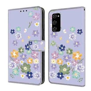 For Samsung Galaxy S20 FE Fresh Painted Leather Phone Case(Purple Floral)