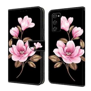 For Samsung Galaxy S20 FE Fresh Painted Leather Phone Case(Black Flowers)