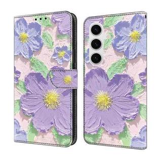 For Samsung Galaxy A35 5G Fresh Painted Leather Phone Case(Oil Painting Purple Flowers)