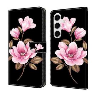 For Samsung Galaxy A35 5G Fresh Painted Leather Phone Case(Black Flowers)