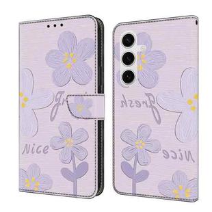 For Samsung Galaxy A16 5G Fresh Painted Leather Phone Case(Small Lilac Flowers)