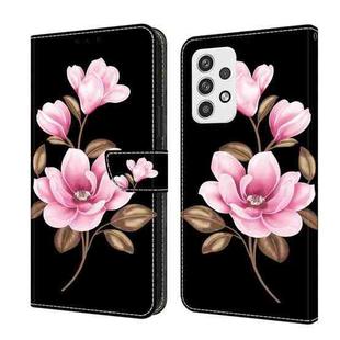 For Samsung Galaxy A32 5G Fresh Painted Leather Phone Case(Black Flowers)