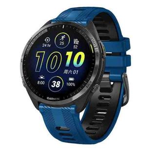 For Garmin Forerunner 965 Two Color Steel Buckle Silicone Watch Band(Royal Blue Black)