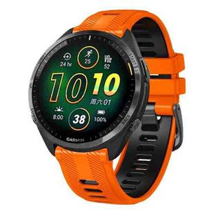 For Garmin Forerunner 965 Two Color Steel Buckle Silicone Watch Band(Orange Black)