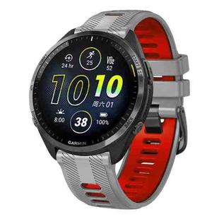 For Garmin Forerunner 965 Two Color Steel Buckle Silicone Watch Band(Grey Red)