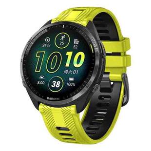 For Garmin Forerunner 965 Two Color Steel Buckle Silicone Watch Band(Lime Black)