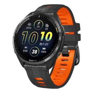 For Garmin Forerunner 965 Two Color Steel Buckle Silicone Watch Band(Charcoal Orange)