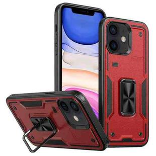 For iPhone 11 Ring Holder PC Hybrid TPU Phone Case(Red)