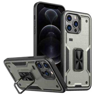 For iPhone 12 Pro Ring Holder PC Hybrid TPU Phone Case(Titanium Grey)